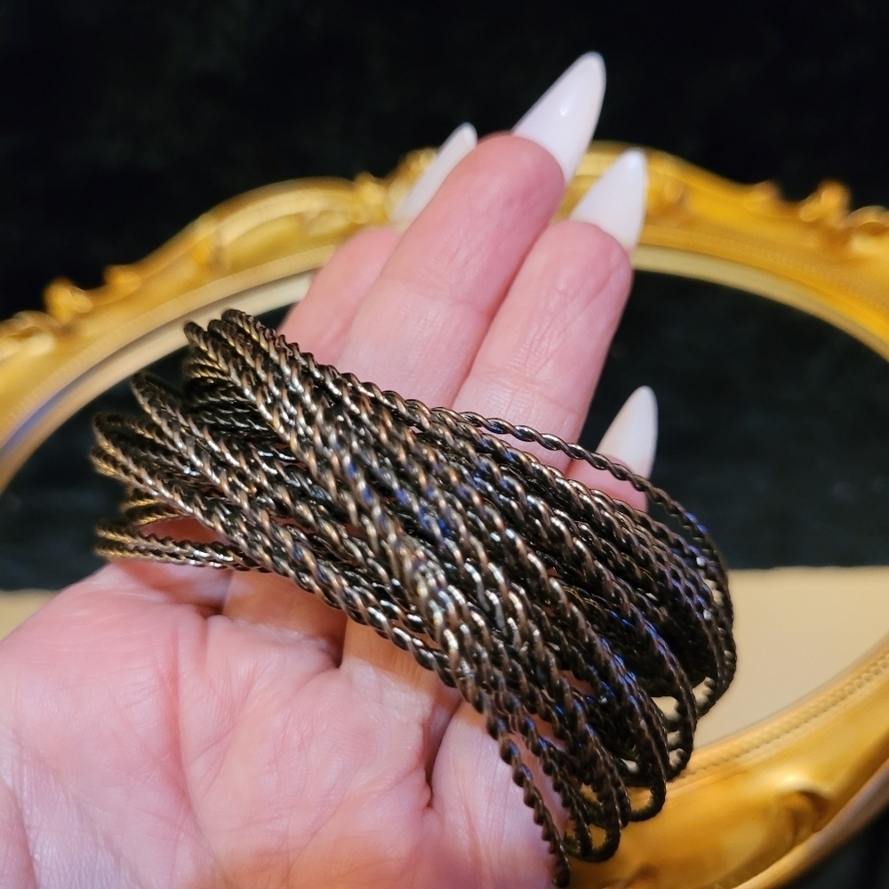 VINTAGE GUNMETAL MULTI-BANGLE TWISTED BRACELET - Picture 8 of 16